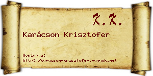 Karácson Krisztofer névjegykártya