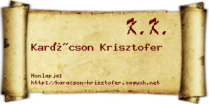 Karácson Krisztofer névjegykártya